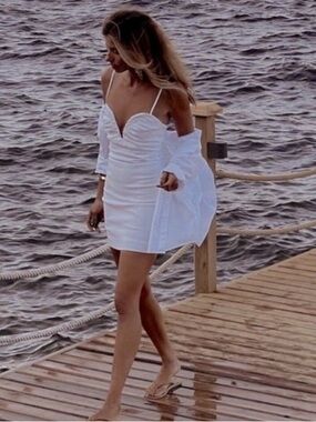 Copy Zara Stretch Slip Mini Spring Summer Easter Resort Wedding Dress Bloggers M
